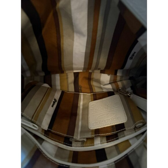 Brighton Cream Pebbled Leather Shoulder Tote Bag With Floral Metal Accents - Picture 11 of 12